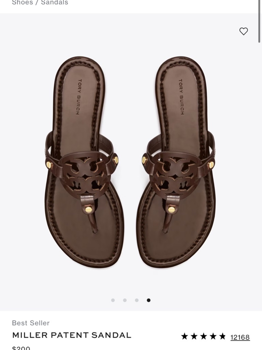 Tory Burch Brown Patent Miller Toe-Post Sandals